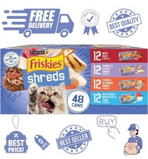 Purina Friskies Shreds Gravy Variety Pack, Wet Cat Food, 5.5 oz Cans 48 Count 