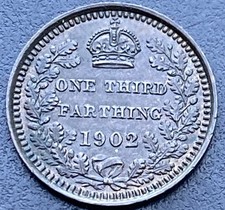 1902 Edward VII Third Farthing Fractional Coin Lot C76