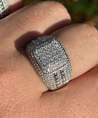 2.0 Ct Round Cut Simulated Diamond Hip Hop Pinky Band Ring 14k White Gold Plated