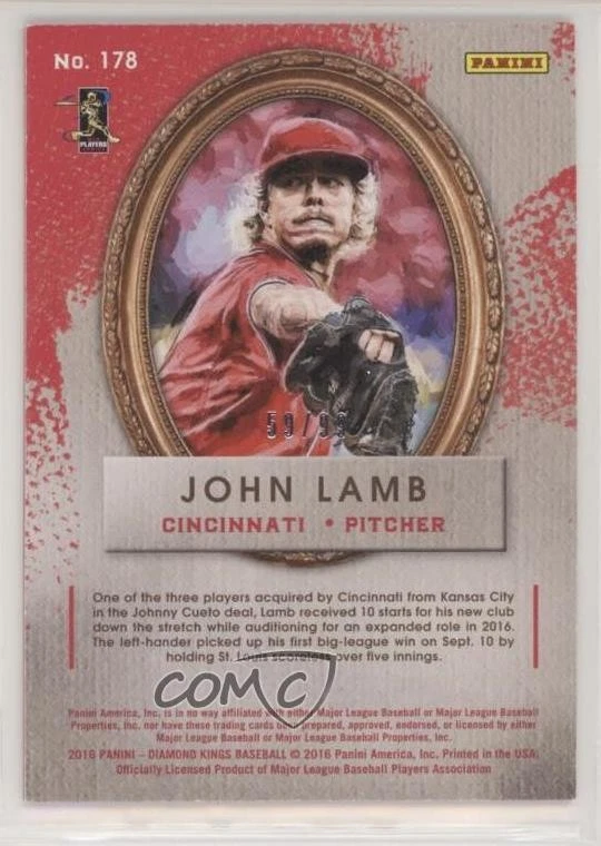 2016 Panini Diamond Kings Rookies Red Framed /99 John Lamb #178 Rookie RC - Image 2 of 2