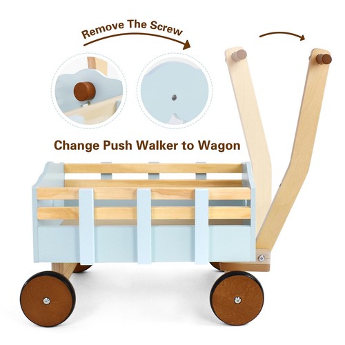 Kids Wagon Toy,Wooden Toys Cargo Walker Cart Wagon Stroller,Toddler Push and ... - Bild 3 von 7