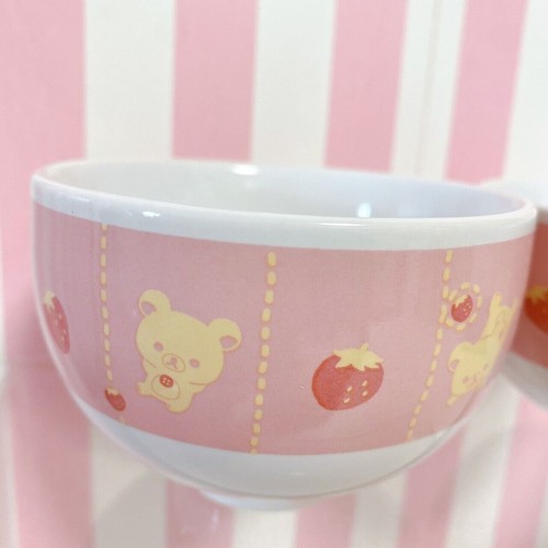 Rilakkuma Korilakkuma SanX Japanese Tea Set 3 Cup Teapot Strawberry Pink Japan - Picture 7 of 24