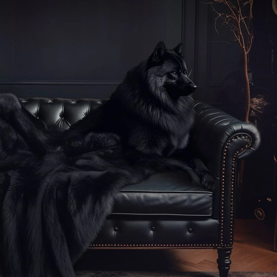 Fenrir Boreal Black Wolf Faux Fur Throw - Image 3 of 3