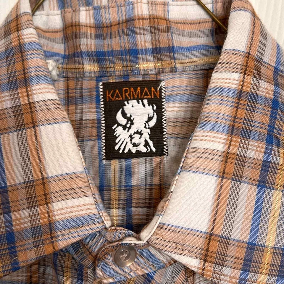 Camisa Karman Western De Colección Manga Larga A Cuadros Perla A Presión Para Hombres 15.5 Foto 3 de 4