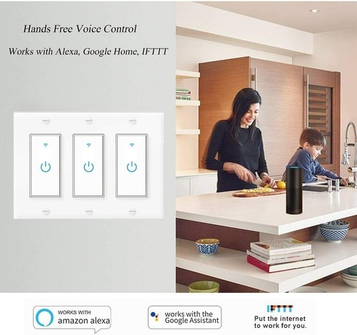 Interruttore luce WIFI intelligente funziona con Alexa&Google voce e telecomando 3 marce - Foto 2 di 7