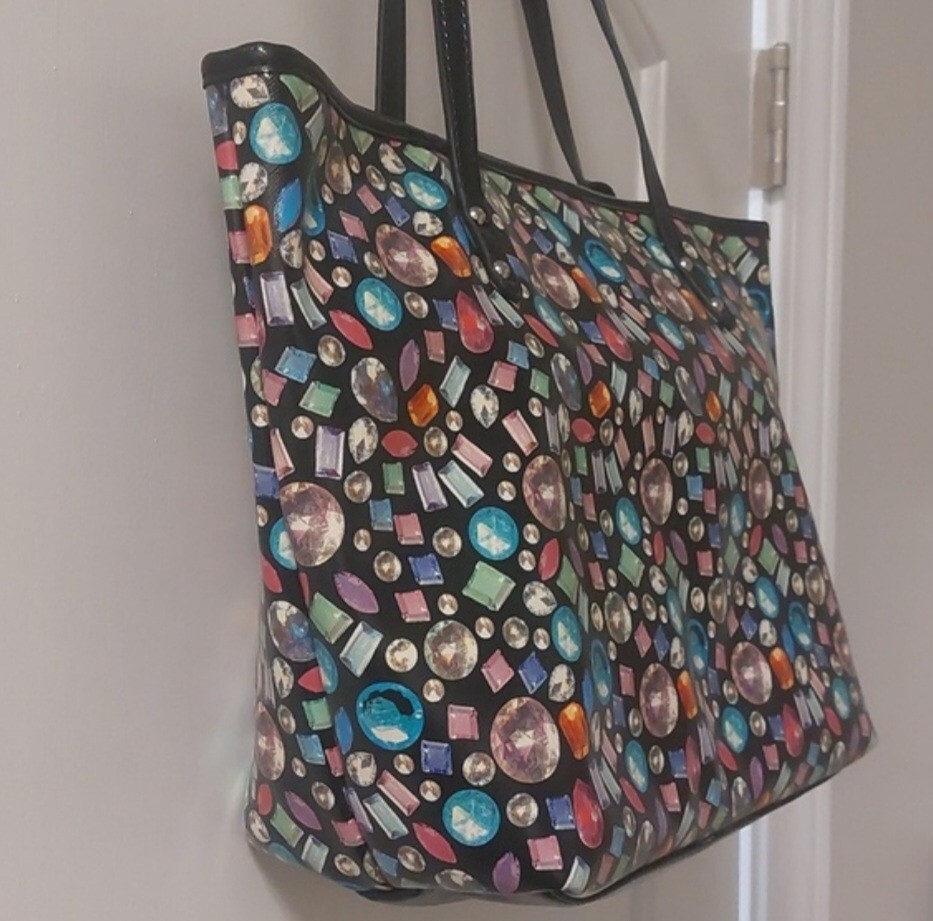 Nine West Black Multi Gemstone Patterned Medium T… - image 4