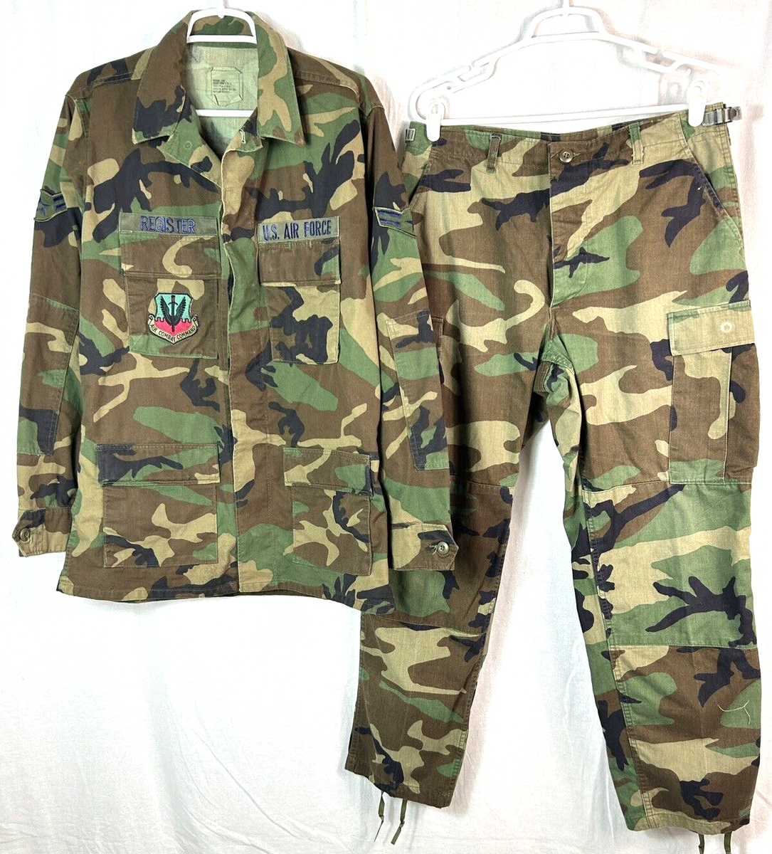 Vintage 90s USGI Woodland Camo Combat Shirt Coat & Trouser Set w