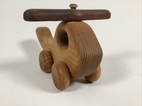 Helicopter Wooden Push Along Child’s Toy By Michaud Toys Made in Canada - Picture 3 of 7
