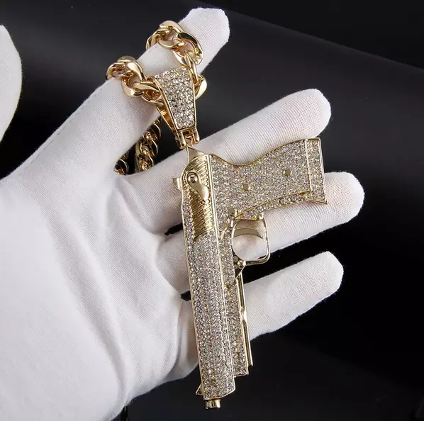Iced out gun chain sale