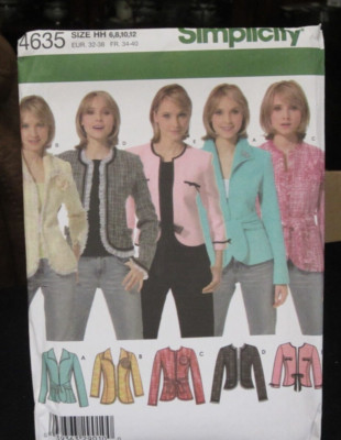 Simplicity 4635 Misses' Jacket in 2 Lengths Pattern - Size 6/8/10/12
