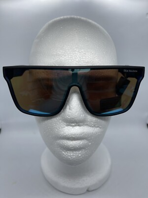 True Religion Black Matte Frame Blue Mirrored Sunglasses 100% UV