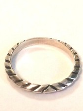 Sterling Silver 925 Line Engraving Design Band Ring Size 7