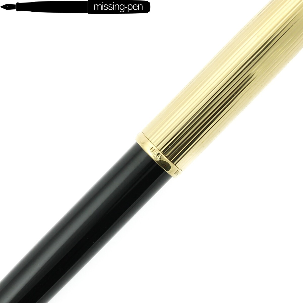 美品‼️ PARKER INSIGNIA ゴールドストライプ 1992年製 Parker Insignia Cartridges Fountain Pen in Black Gold with