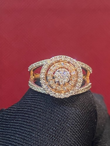 Pave 0,75 Cts Rund Brilliant Diamanten Doppelter Halo Verlobung Ring In 14K Gold - Bild 6 von 12