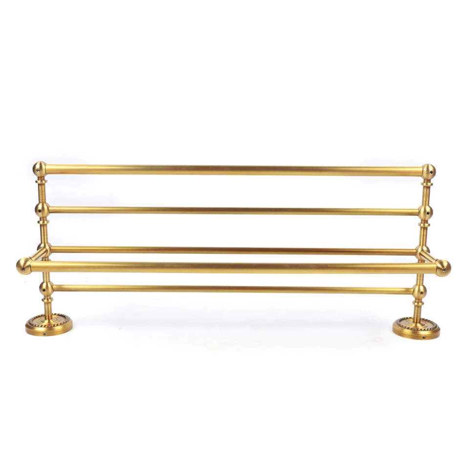 7PCS Vintage Gold Copper Bathroom Accessories Set Bath Hardware Towel Bar Kit - Image 2 of 4