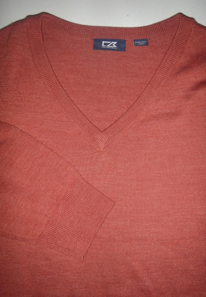 NWOT Mens 2XB 2X BIG V-Neck Cutter & Buck Merino Wool Acrylic Pullover Sweater - Image 2 of 4