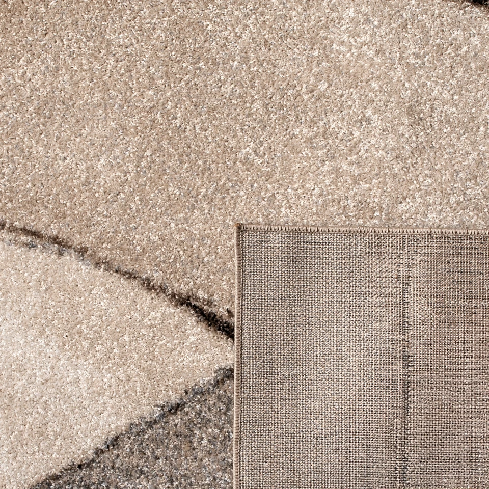 Tappeto Tessuto Moderno Pregiato Motivo Ondulato Screziato Grigio Beige Crema - Immagine 4 di 4