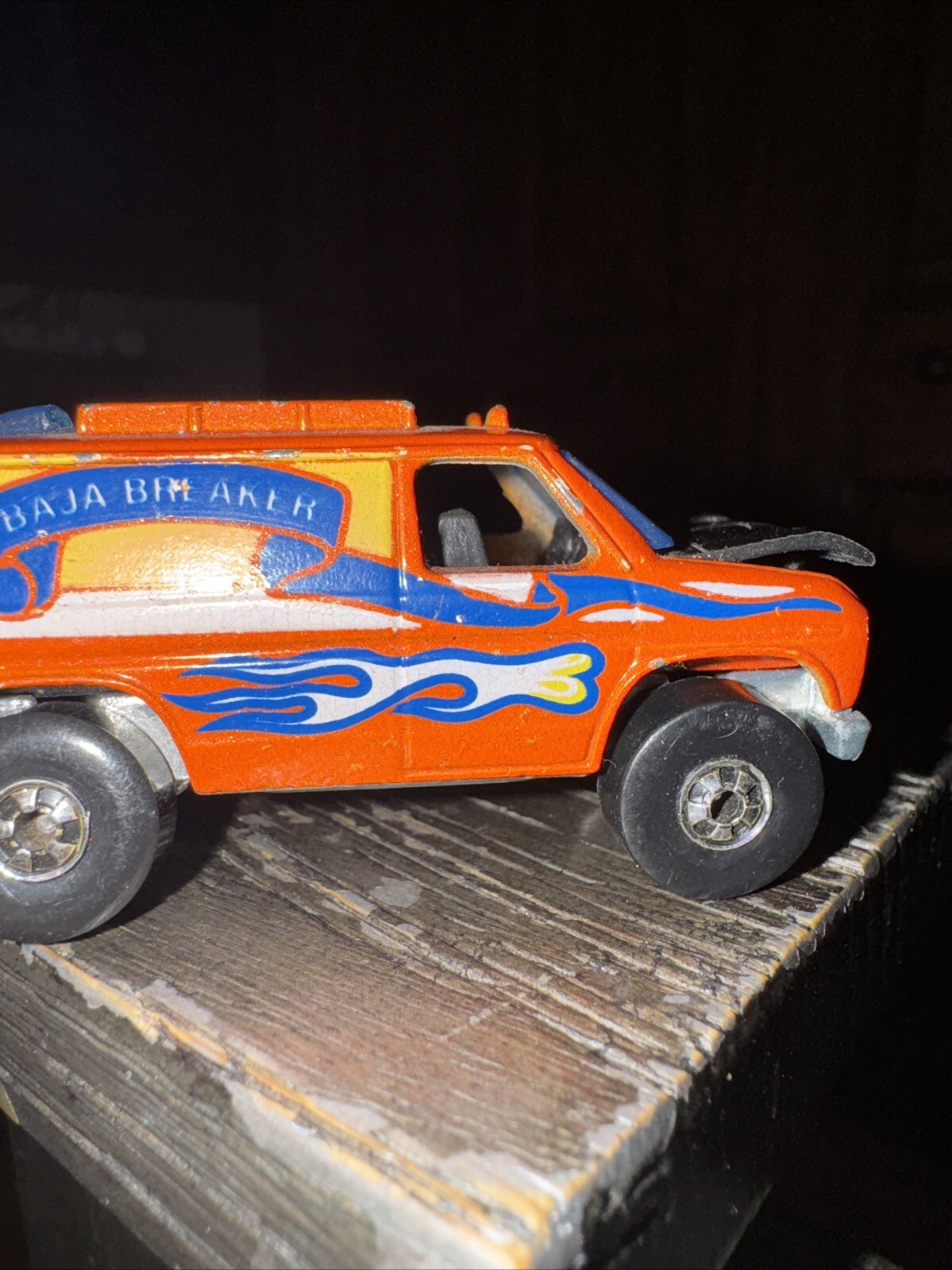 Vintage 1977 Hot Wheels Baja Breaker Van 1/64 Orange Opening Hood Hong Kong thumbnail 4