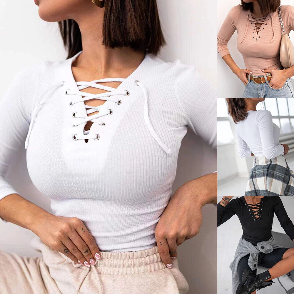 Lace up shop sleeve jumper