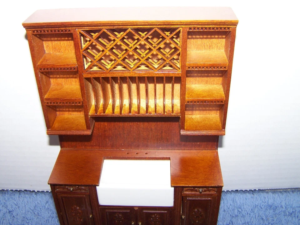 Fregadero de cocina Bespaq vintage miniatura para casa de muñecas 1:12 con estantes LED NUEVO NUEVO Foto 2 de 4