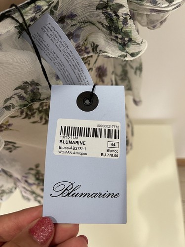 BLUMARINE Blugirl Canotta in Seta Floreale Donna Bianco Nero IT44-M Nuova con... - Foto 7 di 12
