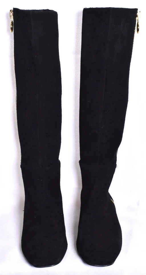 Botas para mujer H BY HALSTON de gamuza de caña alta con cremallera (talla 6M) negras ámbar NUEVAS  Foto 3 de 4
