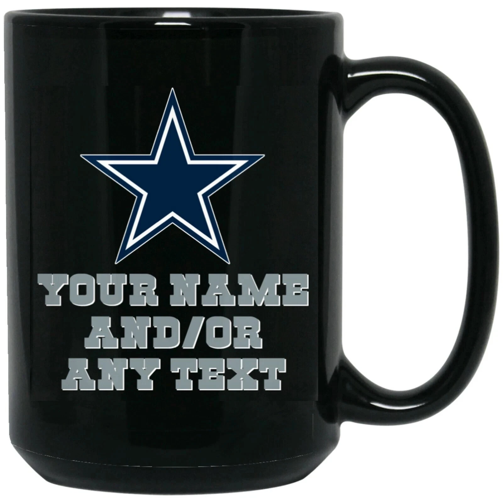 Custom Personalized Dallas Cowboys Black Ceramic Coffee Mug Cup