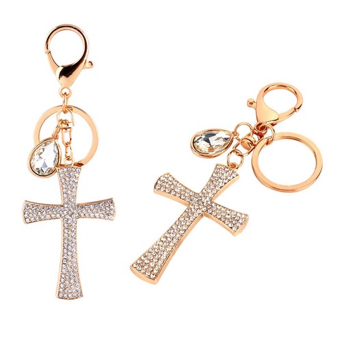 Cross Crystal Rhinestone Key Ring Charm Pendant Purse Bag Cute Keychain HighQ - Picture 12 of 12