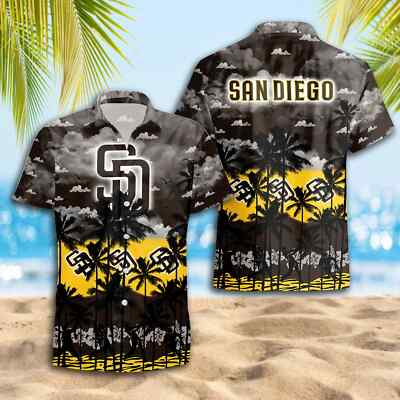 #ad #ad San Diego Baseball Team Padress Hawaiian Button Down Shirt Unisex Adults S 5XL $27.99