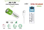 1-4x 1.5V AA Akku lithium-ionen Battery 2600mWh 100%cap. p.USB 1200x w.aufladbar