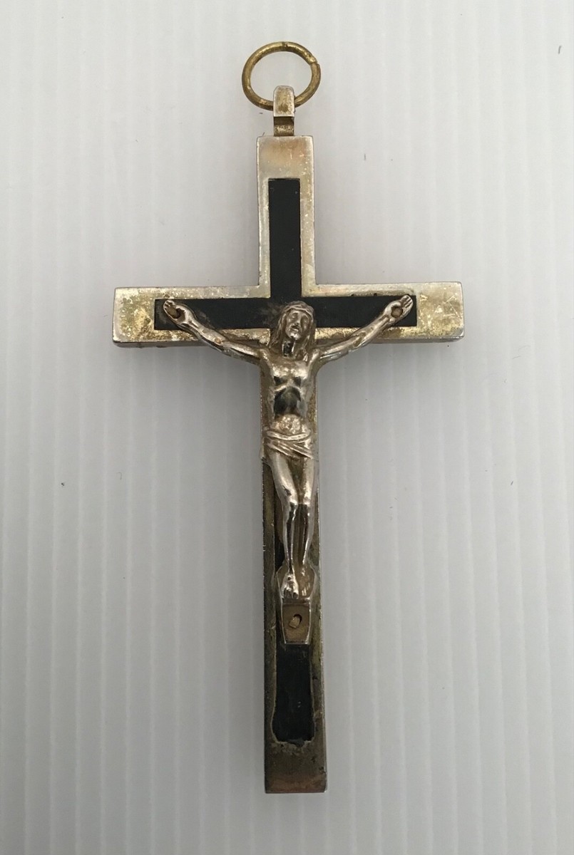 Italian Oak Crucifix With Metal Figure – 4.75 Inches (12cm) – Christian Prayer Item