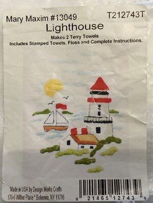 Mary Maximum #13049 LIGHTHOUSE 2 Towels Embroidery Kit T212743T Beach Sea Theme