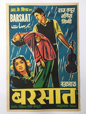 1949 Bollywood 1-sh Poster BARSAAT Raj Kapoor Nargis 20in x 3