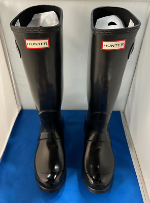 Hunter Women's Original Tall Gloss Rain Boots - Size: US 7 - Black