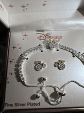DISNEY Fine Silver Plated Bracelet Earrings Set
