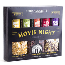 Urban Accents Movie Night Popcorn Kit 3 Kernels + 5 Seasonings Variety Pack