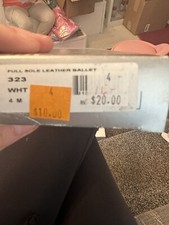 Danshuz Leather Full Sole Adult Ballet Shoes 323, White, SIZE 4M 