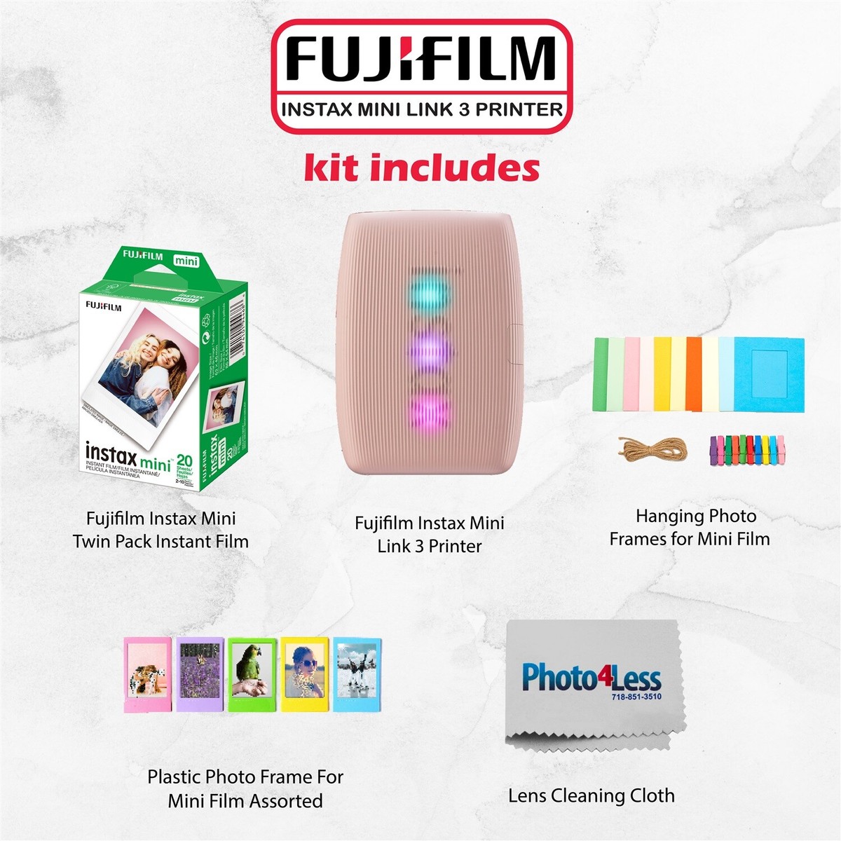 Fujifilm Instax Mini Link 3 Printer (Rose Pink) Bundle | eBay