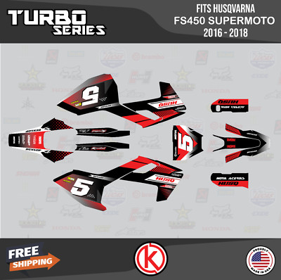 Graphics Kit for Husqvarna FS450 Supermoto 2016 2017 2018 Turbo - Black Red