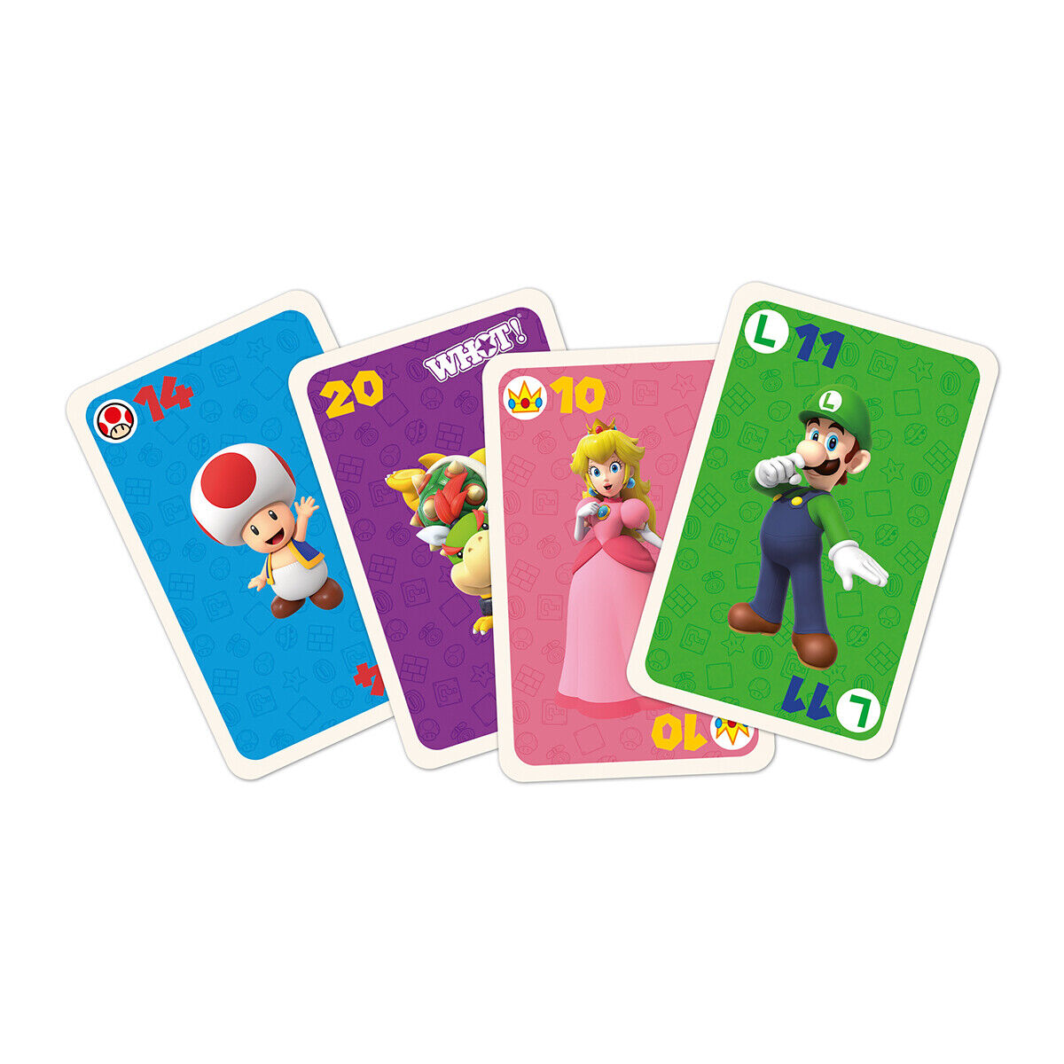  Waddingtons Number 1 Super Mario WHOT! Card Game, Take Turns  Matching Shapes, Numbers, and Characters Including Mario, Luigi, Yoshi,  Peach and Toad, Educational Travel Game for Ages 5 Plus : Toys