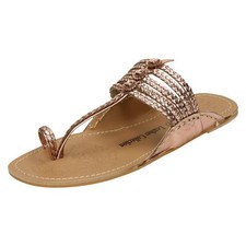 Women's Leather Strap Flat Sandals - F0E0077