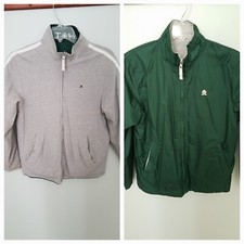 Tommy Hilfiger Boys Youth Reversible full zip jacket Green Gray Size Medium