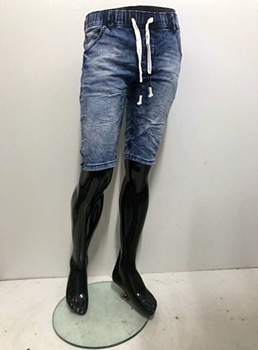 Herren Bermuda Denim Jeans Sommer Stone Washed Basic Mode Blau Kurze Strand Hose - Picture 10 of 12