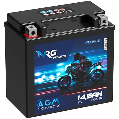 ☺︎！ NRG YTX14-BS AGM Motorradbatterie 12V 14,5Ah 51214 GTX14-B YTX14-4