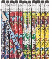 Graffiti Pattern Pencils (24 Pack) Wood. 