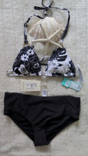 Pantalón Seafolly 12 Summer Of Love Slide Tri + 12 millas mini costilla cintura alta negro