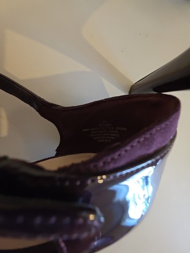NINE WEST Tatumo T-Strap Purple Egg Plant Patent Leather Heels Size 5M  - Picture 7 of 11