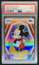 2026 Topps Disney Neon Mickey Mouse Purple/Yellow/Blue #/99 & Friends PSA 9