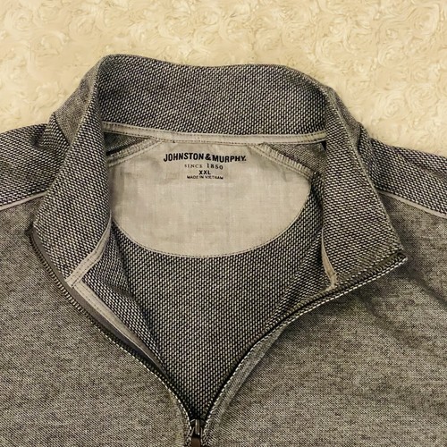 Johnston & Murphy Shirt Mens 2XL Gray Long Sleeve 1/4 Zip Pullover - Picture 2 of 11