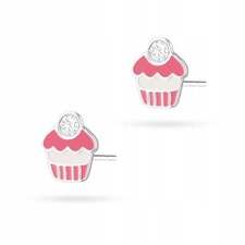 925 Silber Ohrstecker Emaille Cupcake für Mädchen